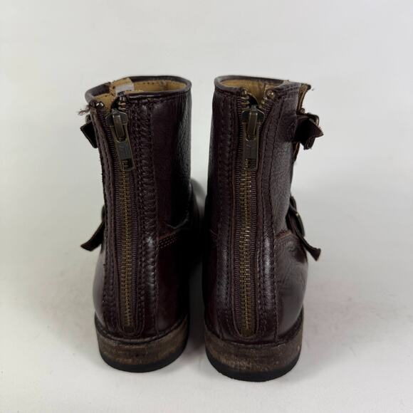 Frye Tyler Engineer Boots Women's 6.5 Brown Leather Zip Ankle Strap Booties - Picture 7 of 10